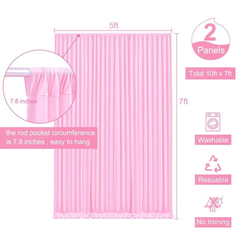 Suppromo 10ft x 7ft Pink Backdrop Curtain for Parties Light Pink Wrinkle Free Backdrop Drapes Panels for Baby Shower Wedding Birthday Photo Gender Reveal Photography Polyester Fabric Background Decoration - Image 5